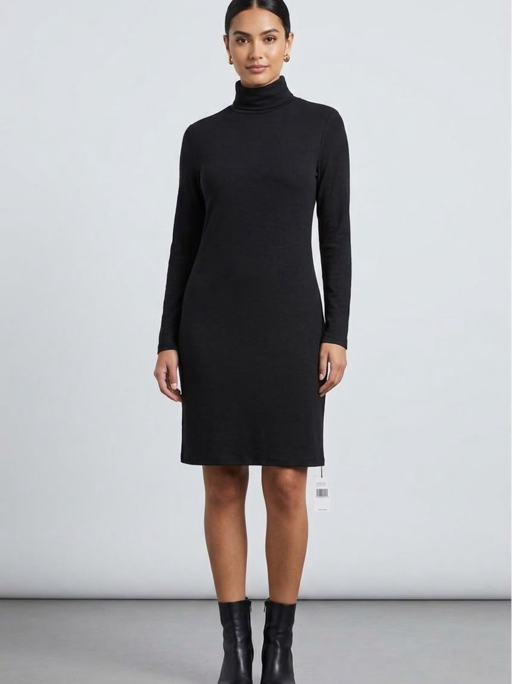 Zara Black Long-Sleeve Turtleneck Sheath Dress